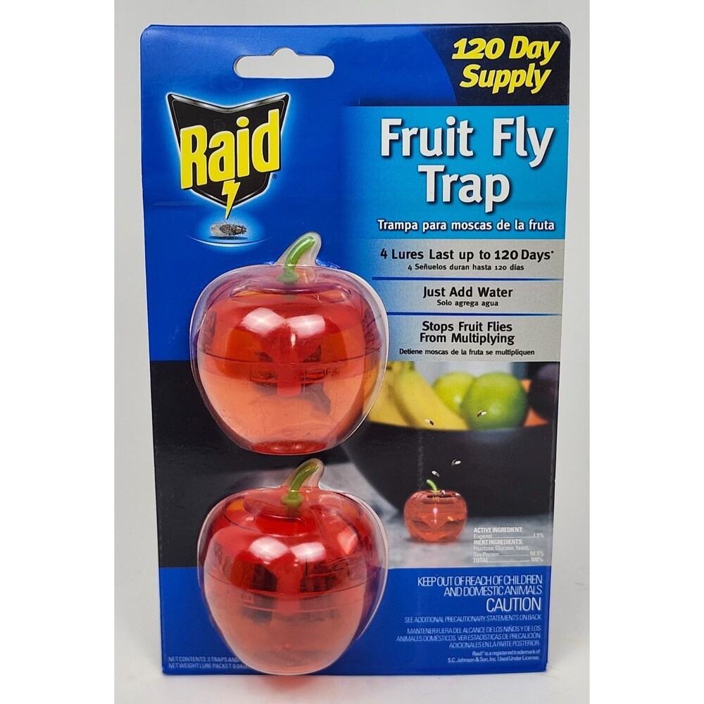 Raid Apple Fruit Fly Trap 120 Day Supply Just Add Water 2 Pack New Sealed